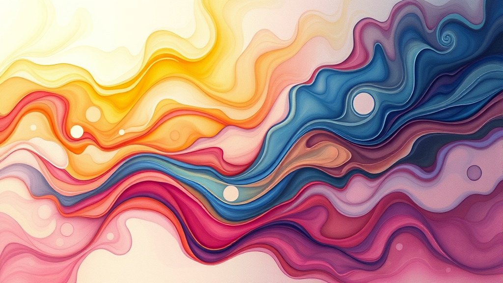Abstract representation of emotional healing through art, flowing colors, peaceful transformation, therapeutic journey visualization, no text no words no letters