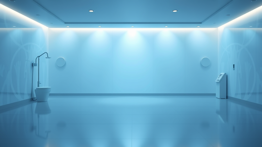 Serene medical wellness concept with soft blue lighting, peaceful atmosphere representing healing and hope, no text no words no letters