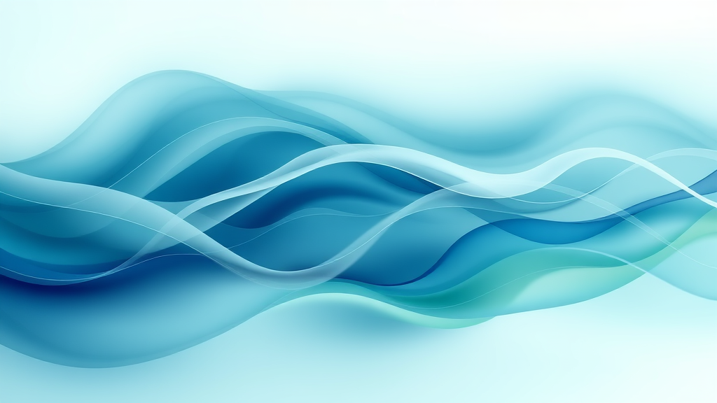 Abstract representation of strength and recovery through flowing energy waves, soft blues and greens, peaceful healing concept, no text no words no letters