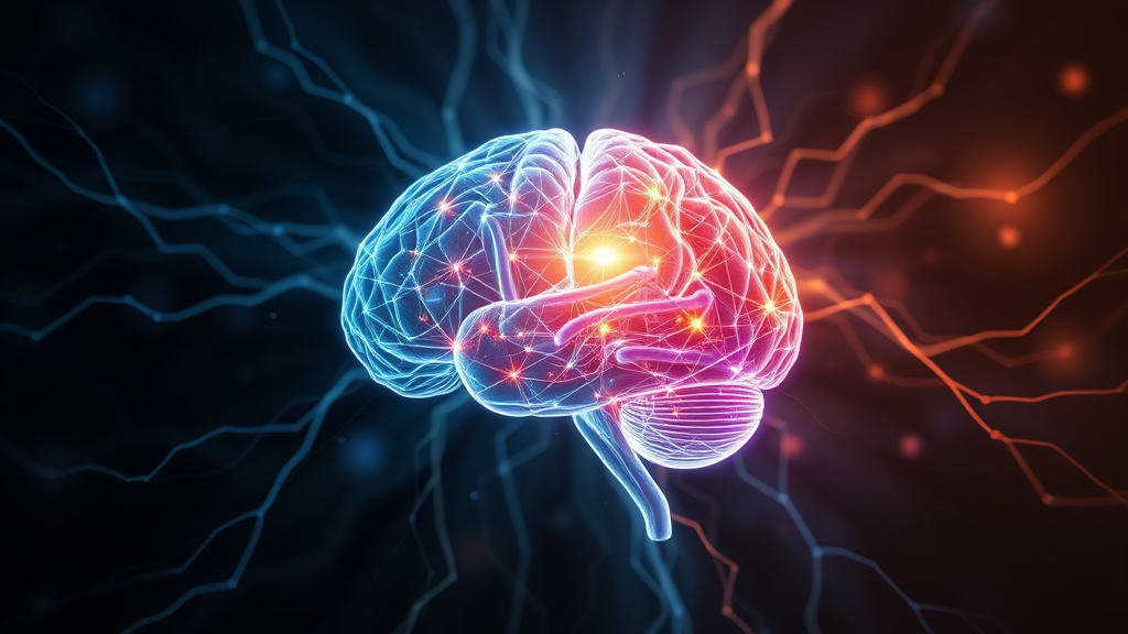 Abstract representation of interconnected neural pathways transforming from dark to light colors, healing brain concept, no text no words no letters