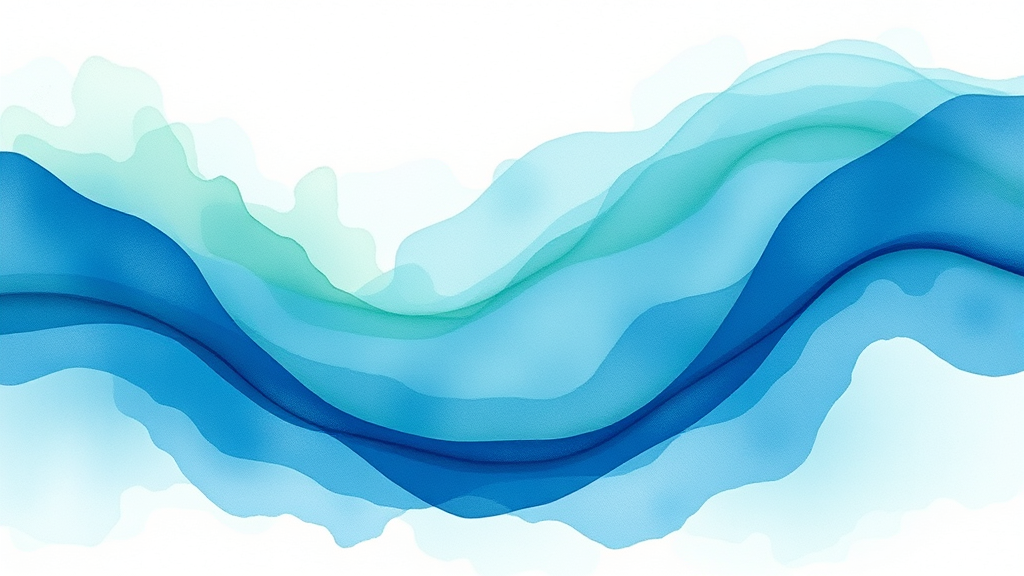 Abstract watercolor blend of calming blues and greens flowing together like peaceful waves, representing emotional healing and growth, no text no words no letters