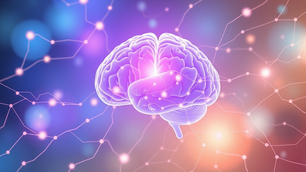 Abstract representation of neural connections with gentle flowing lines in calming colors symbolizing brain healing no text no words no letters