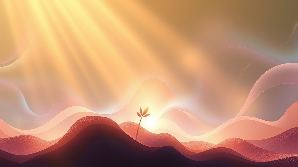 Abstract representation of growth and healing with gentle light rays and flowing organic shapes no text no words no letters