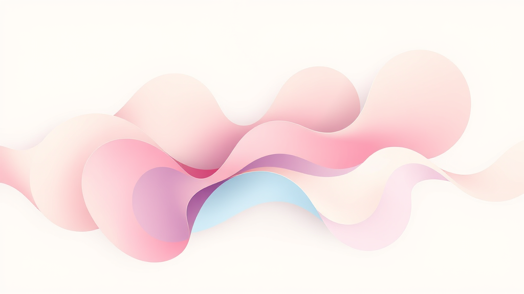 Abstract flowing shapes in soft pastels representing growth connection and emotional wellbeing with calming gradients no text no words no letters