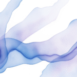 Soft watercolor ink flowing on white paper with gentle brush strokes in calming blues and purples creating peaceful abstract patterns no text no words no letters