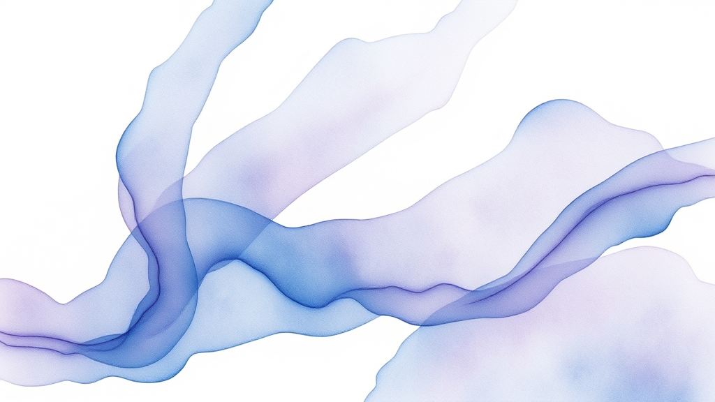 Soft watercolor ink flowing on white paper with gentle brush strokes in calming blues and purples creating peaceful abstract patterns no text no words no letters