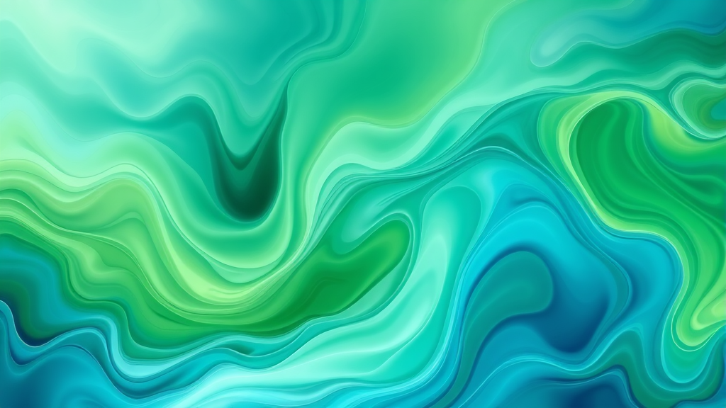 Abstract flowing energy patterns in soothing blues and greens representing body mind integration and therapeutic balance no text no words no letters