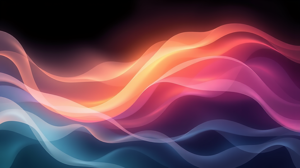 Abstract representation of healing and growth with soft flowing colors, gentle curves, light emerging from darkness, hope, no text no words no letters