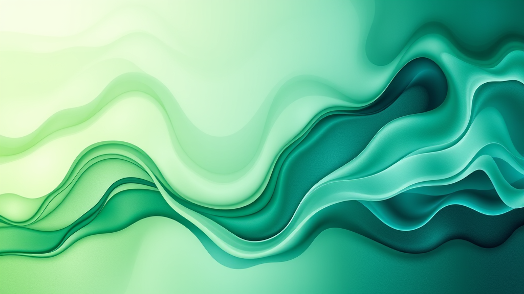 Abstract flowing forms representing emotional healing with calming green and blue tones in peaceful composition no text no words no letters