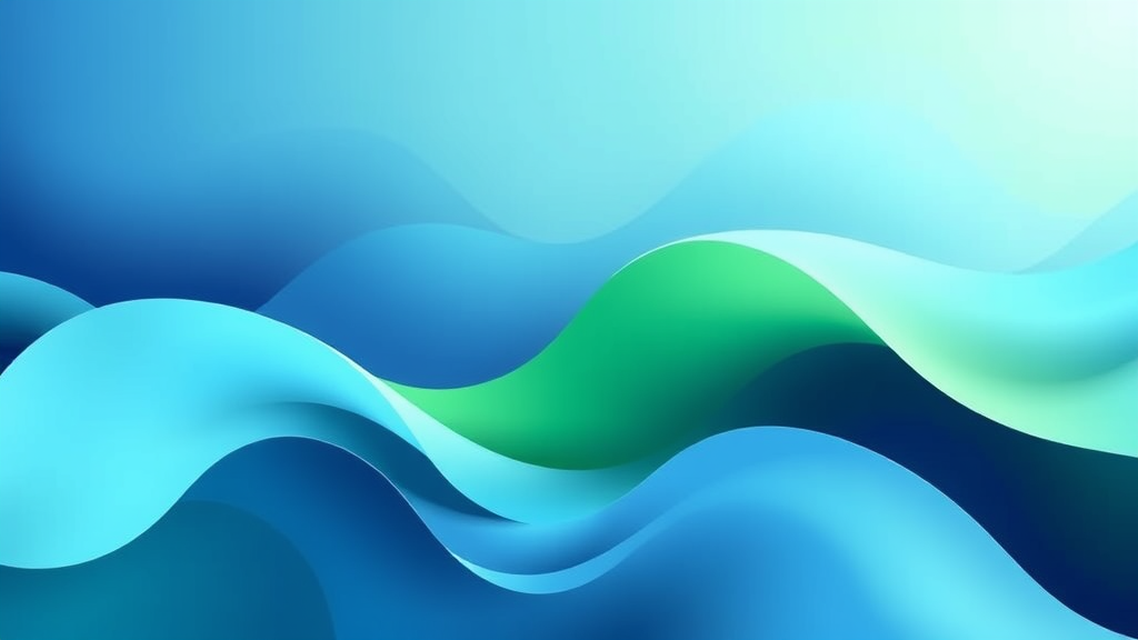 Abstract flowing shapes in calming blues and greens representing growth and healing, soft gradient lighting, peaceful wellness concept, no text no words no letters