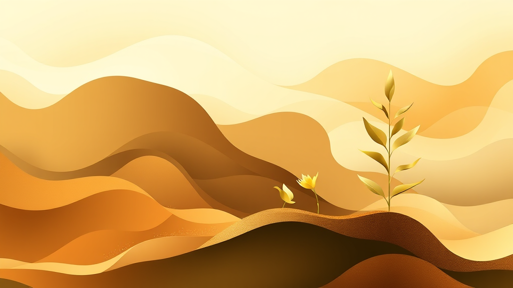 Abstract representation of growth and development with flowing organic shapes in soothing earth tones and soft lighting no text no words no letters