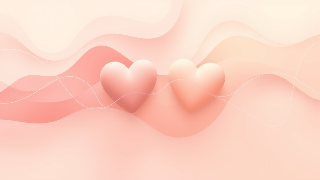 Abstract representation of connection and communication, flowing lines connecting two hearts, soft pastel colors, calming therapeutic atmosphere, no text no words no letters