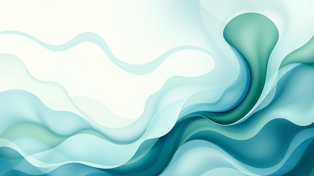 Abstract representation of growth and healing with flowing organic shapes, soft blues and greens, gentle movement, no text no words no letters
