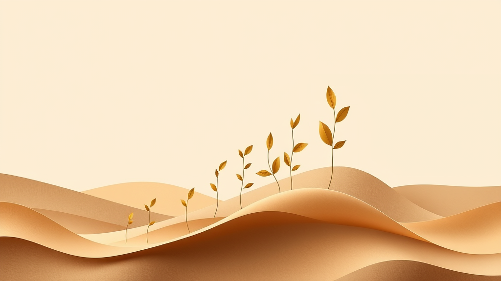 Abstract representation of growth and potential, soft flowing lines, calming earth tones, upward movement, peaceful energy, no text no words no letters