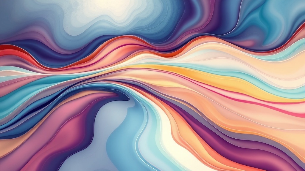 Abstract representation of strength and recovery, flowing movement lines, uplifting colors, hope and healing energy, peaceful composition, no text no words no letters