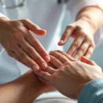 Gentle hands supporting healing patient rehabilitation soft natural lighting calming healthcare environment serenity wellness recovery no text no words no letters