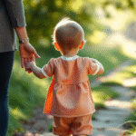 Gentle hands supporting child walking therapy session soft natural lighting peaceful healing environment no text no words no letters