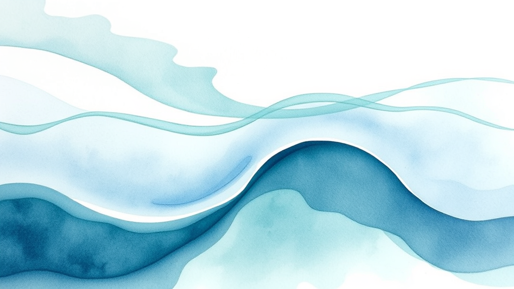 Abstract watercolor painting of flowing rivers merging, soft blues and greens, peaceful movement, no text no words no letters