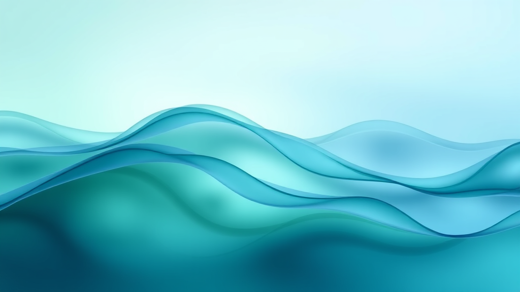 Abstract flowing waves in calming blue and green tones representing emotional balance and inner peace no text no words no letters
