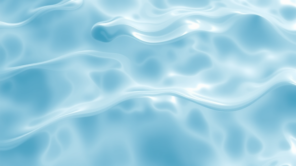 Abstract flowing water or light representing inner peace, soft blues and whites, tranquil energy, no text no words no letters