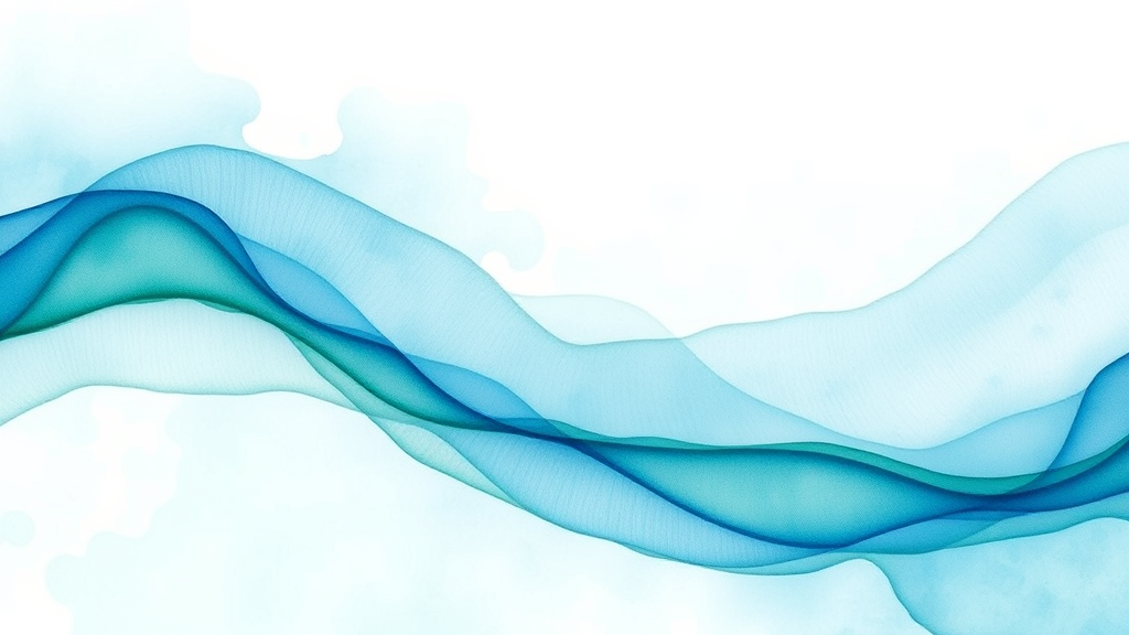 Abstract flowing watercolor in calming blues and greens, gentle waves of color, peaceful meditation concept, no text no words no letters