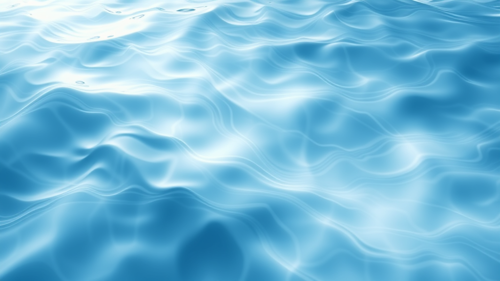 Abstract flowing water patterns with soft light reflections, peaceful blues and whites, meditative calm energy, no text no words no letters