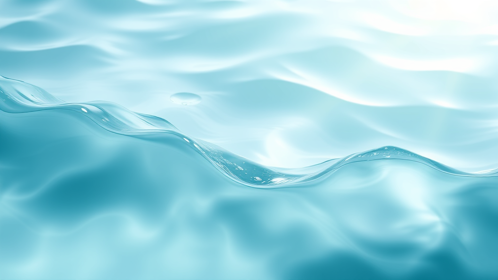 Abstract representation of inner peace, flowing water and gentle light, soft blue and green tones, tranquil emotional harmony, no text no words no letters