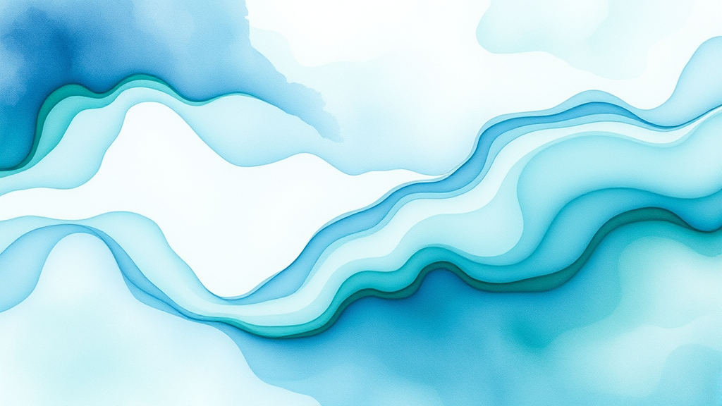 Abstract watercolor flowing in gentle blues and greens representing emotional clarity and inner peace, no text no words no letters
