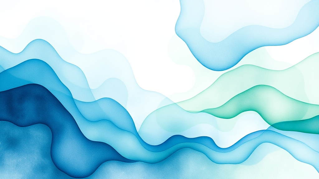 Abstract flowing watercolors in soft blues and greens, gentle movement suggesting growth and transformation, calming organic shapes, no text no words no letters