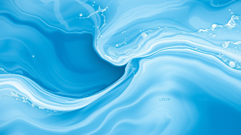 Abstract flowing water streams merging together representing emotional balance and inner peace with soft blue tones no text no words no letters
