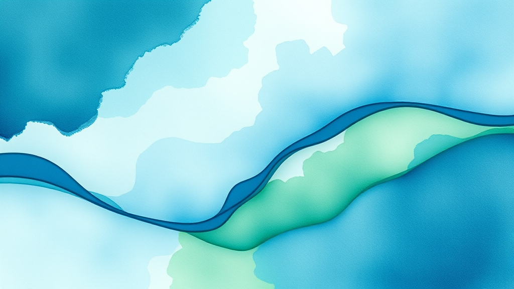 Abstract watercolor blend of calming blues and greens flowing together representing emotional balance and inner peace no text no words no letters