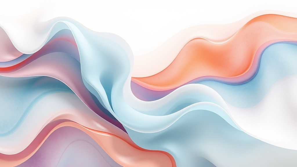 Abstract flowing forms representing emotional growth, soft pastels merging like watercolors, peaceful transformation concept, no text no words no letters