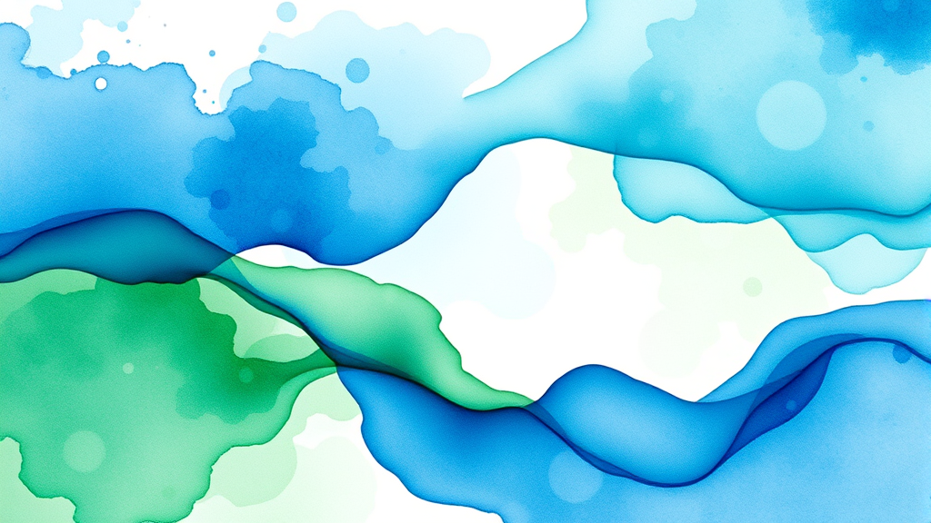 Abstract watercolor blend of blues and greens flowing together representing emotional balance and mental clarity no text no words no letters