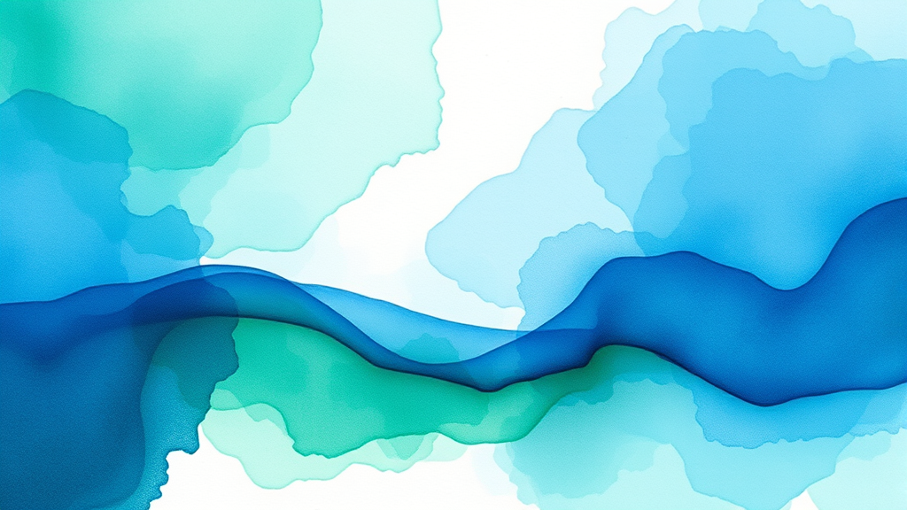 Abstract watercolor blend of blue and green tones flowing gently representing emotional balance and inner peace no text no words no letters