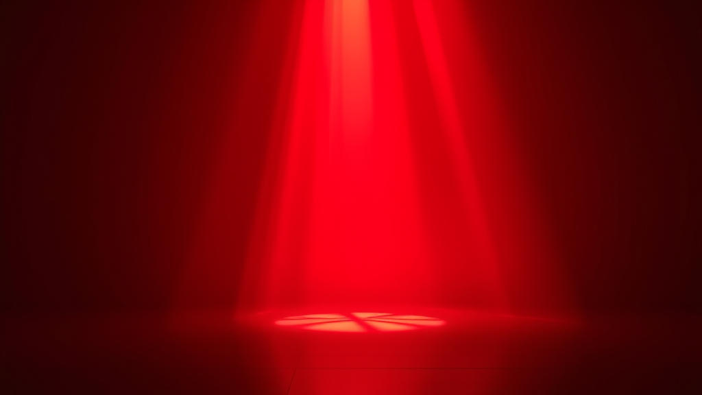 Abstract red light rays penetrating peaceful meditation space, warm healing glow, therapeutic atmosphere, no text no words no letters