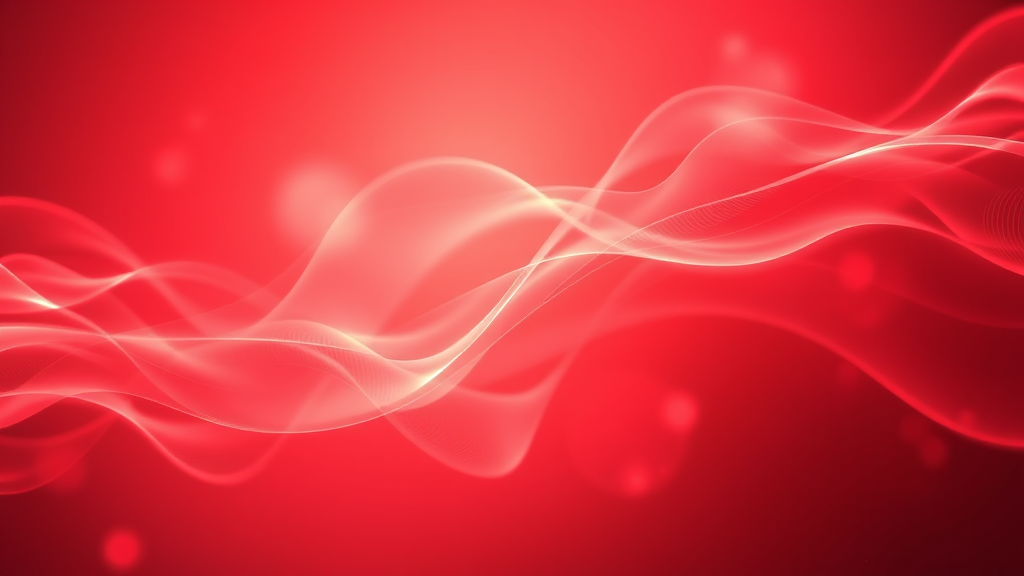 Abstract flowing red light waves representing cellular healing and energy with peaceful calming tones no text no words no letters