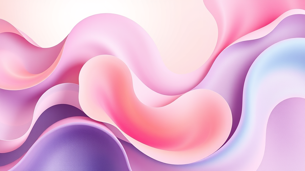 Abstract flowing shapes representing flexibility and growth, soft pastels, organic forms, mindfulness concept, no text no words no letters