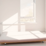 Gentle sunlight streaming through window onto therapy mat with soft pastel colors representing hope and healing in pediatric care setting no text no words no letters