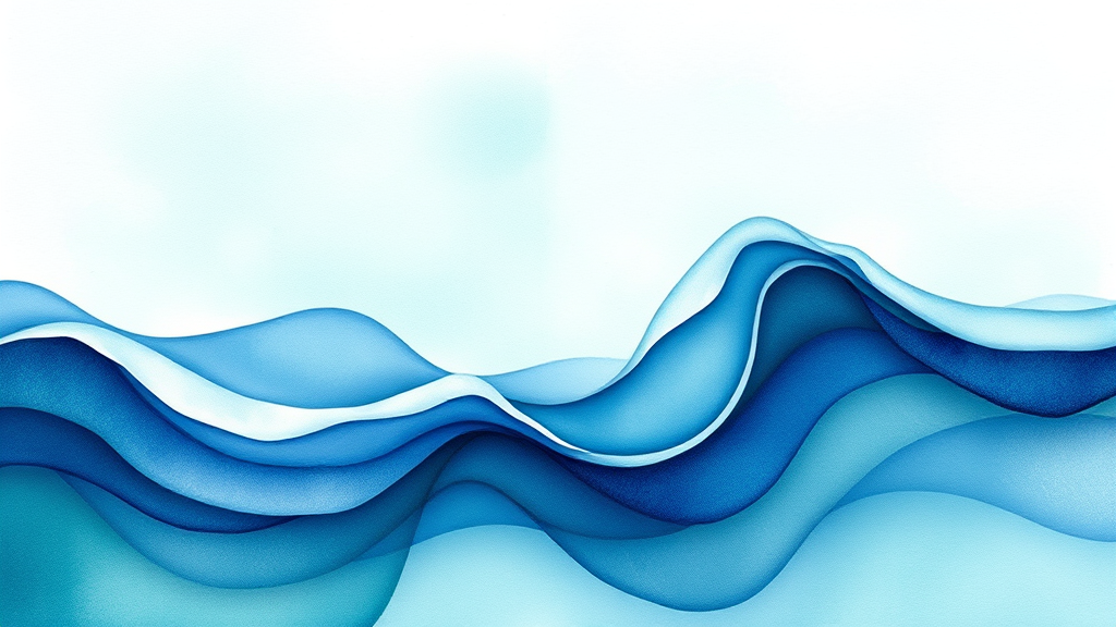 Abstract flowing watercolor waves in calming blues and greens representing emotional healing and therapeutic breakthrough no text no words no letters