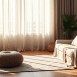 Peaceful therapy setting with soft natural lighting and calming earth tones representing mental wellness journey, no text no words no letters