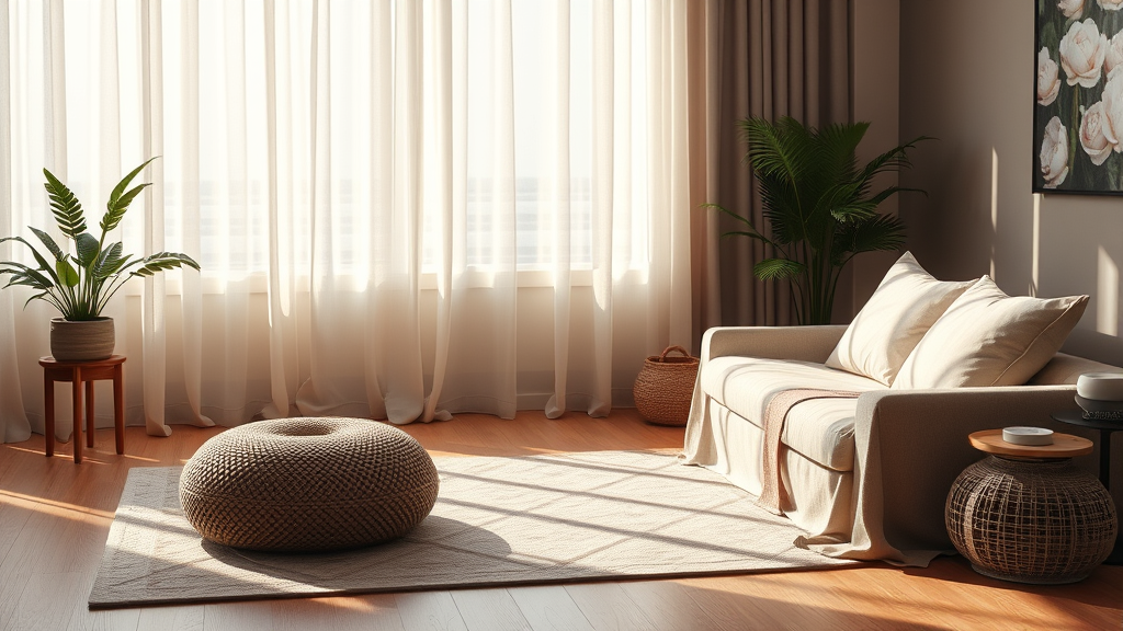 Peaceful therapy setting with soft natural lighting and calming earth tones representing mental wellness journey, no text no words no letters