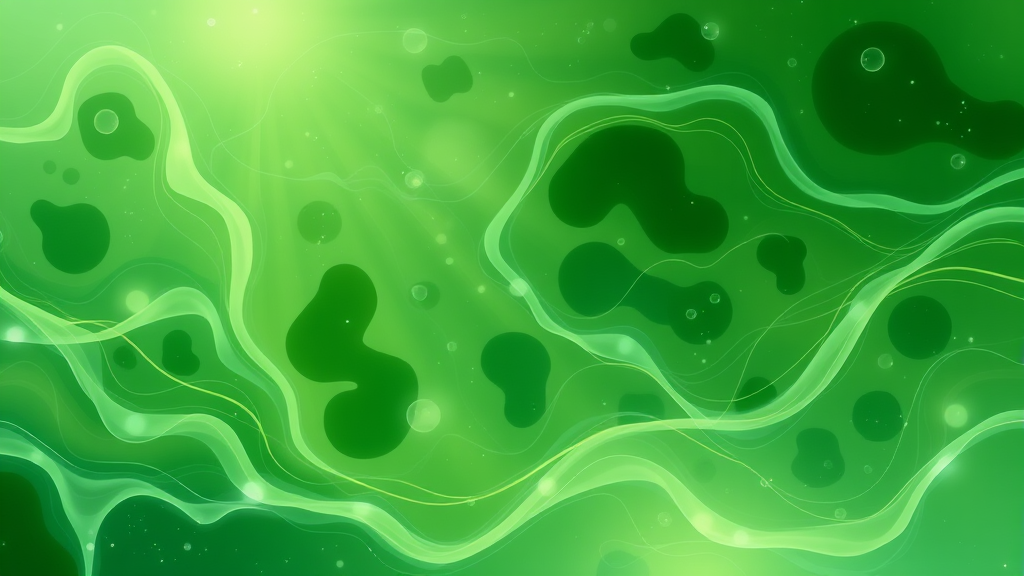 Abstract representation of cellular renewal with flowing energy patterns in soft greens and blues symbolizing natural healing no text no words no letters