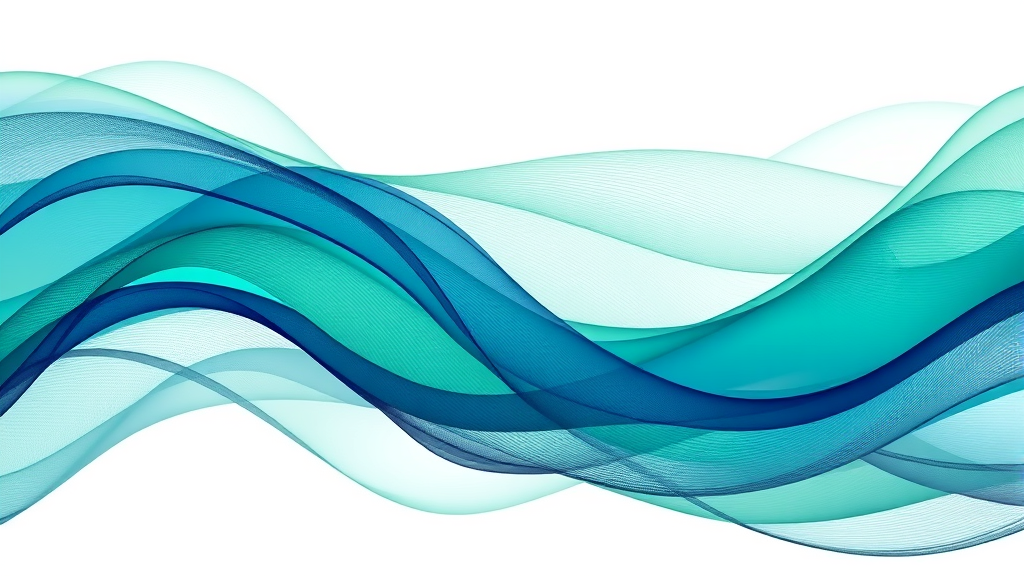 Abstract flowing lines interweaving in calming blues and greens representing family connection and harmony no text no words no letters