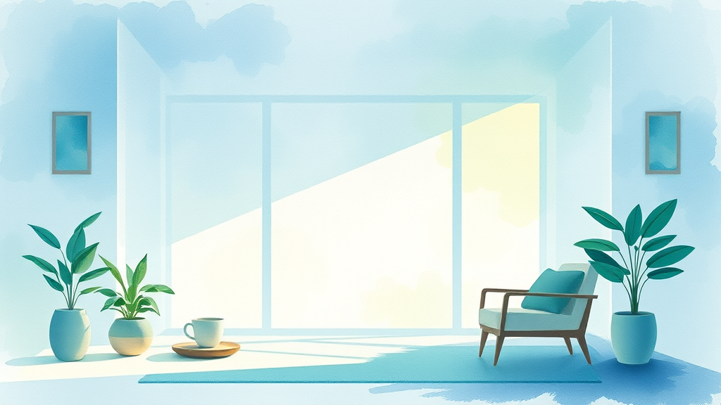 Soft watercolor therapy session scene with gentle lighting and calming blues and greens representing mental wellness and healing no text no words no letters