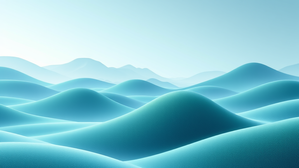 Serene digital landscape with floating gentle shapes, calming blues and greens, mental clarity concept, peaceful technology, no text no words no letters
