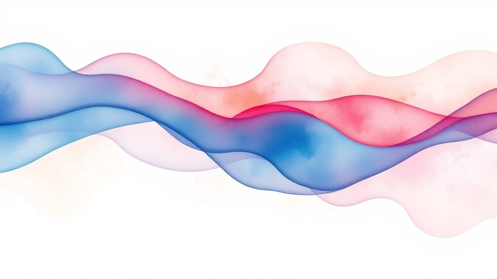 Abstract watercolor representation of emotional connection, flowing gentle colors blending together, soft pastels, harmony and peace, no text no words no letters