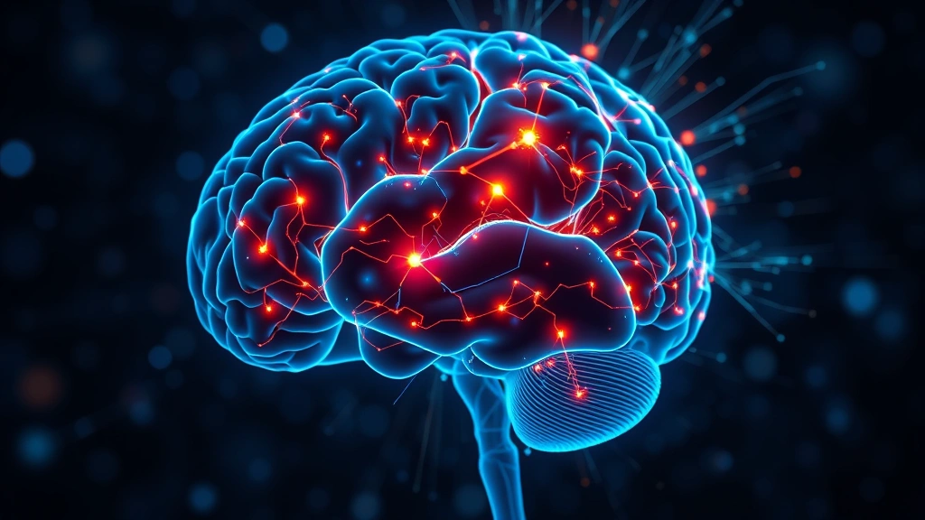 Brain scan visualization showing increased neural connectivity and glowing neural pathways during meditation practice, representing enhanced action potential generation and neuroplasticity, photorealistic medical imaging style