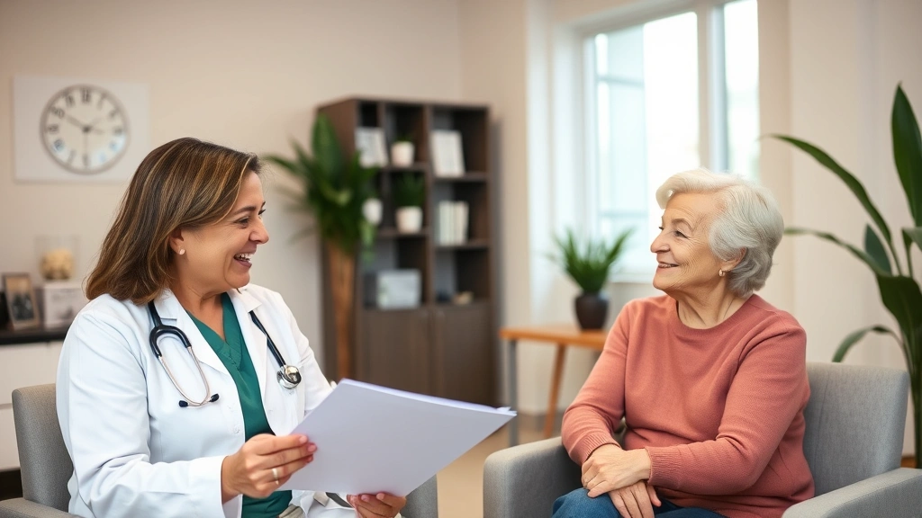 Healthcare provider and patient in consultation discussing treatment plan with wellness focus, positive interaction, modern medical office with calming aesthetic, collaborative care approach