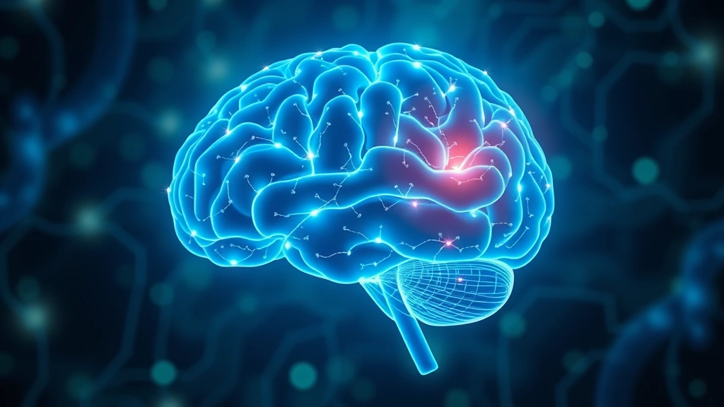 Brain visualization showing neural pathways lighting up during stress relief, medical illustration style, calm blue and green colors, abstract mindfulness concept