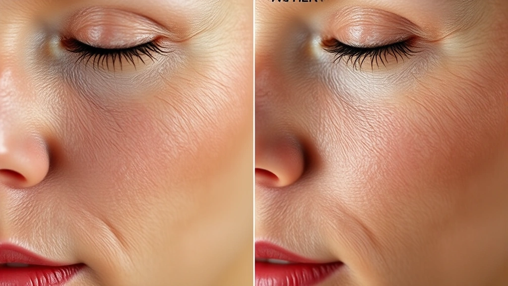 Close-up of human skin showing improved texture and radiance, photorealistic dermatological before-and-after concept, warm professional lighting, no text or labels visible
